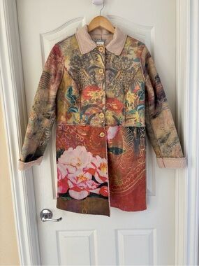 Alberto Makali Floral Patchwork Trench Coat Cavalli Inspired